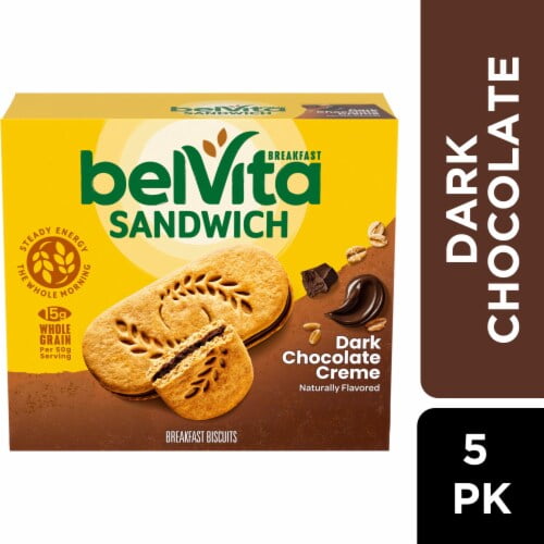 Belvita Breakfast Sandwich Dark Chocolate Creme Breakfast Biscuits 5 ct - Pack of 2