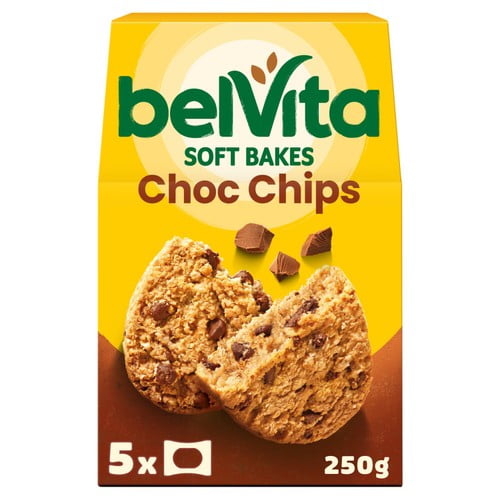 Belvita Choc Chips Soft Bakes Breakfast Biscuits 5 x 50g, British Import (Pack of 2)