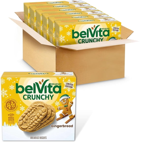 Belvita Gingerbread Breakfast Biscuits Limited Edition 6 Boxes of 5 Packs (4 Biscuits Per Pack)