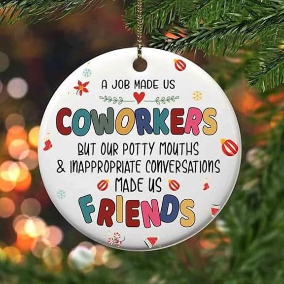 Belvo Coworker Ceramic Ornament, Work Bestie Keepsake, Thoughtful Ceramic Holiday Tree Decoration for Office Friends and Secret, 1PC