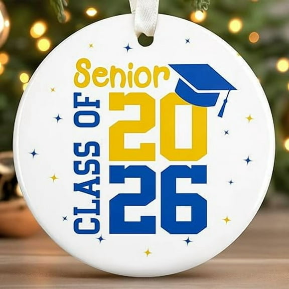 Belvo Graduation Ceramic Ornament 2026, Class of 2026 Keepsake, Ceramic Holiday Tree Decoration for Seniors and Graduates, 2PCS
