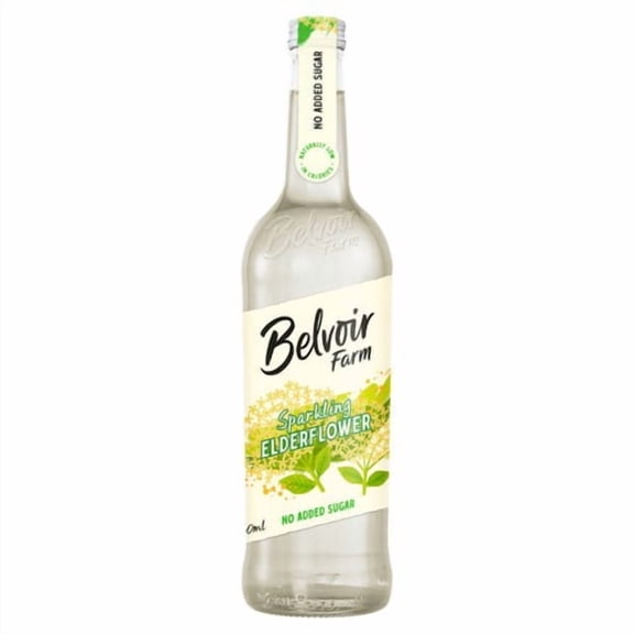 Belvoir Farm No Added Sugar Sparkling Elderflower 750ml, British Import (Pack of 2)