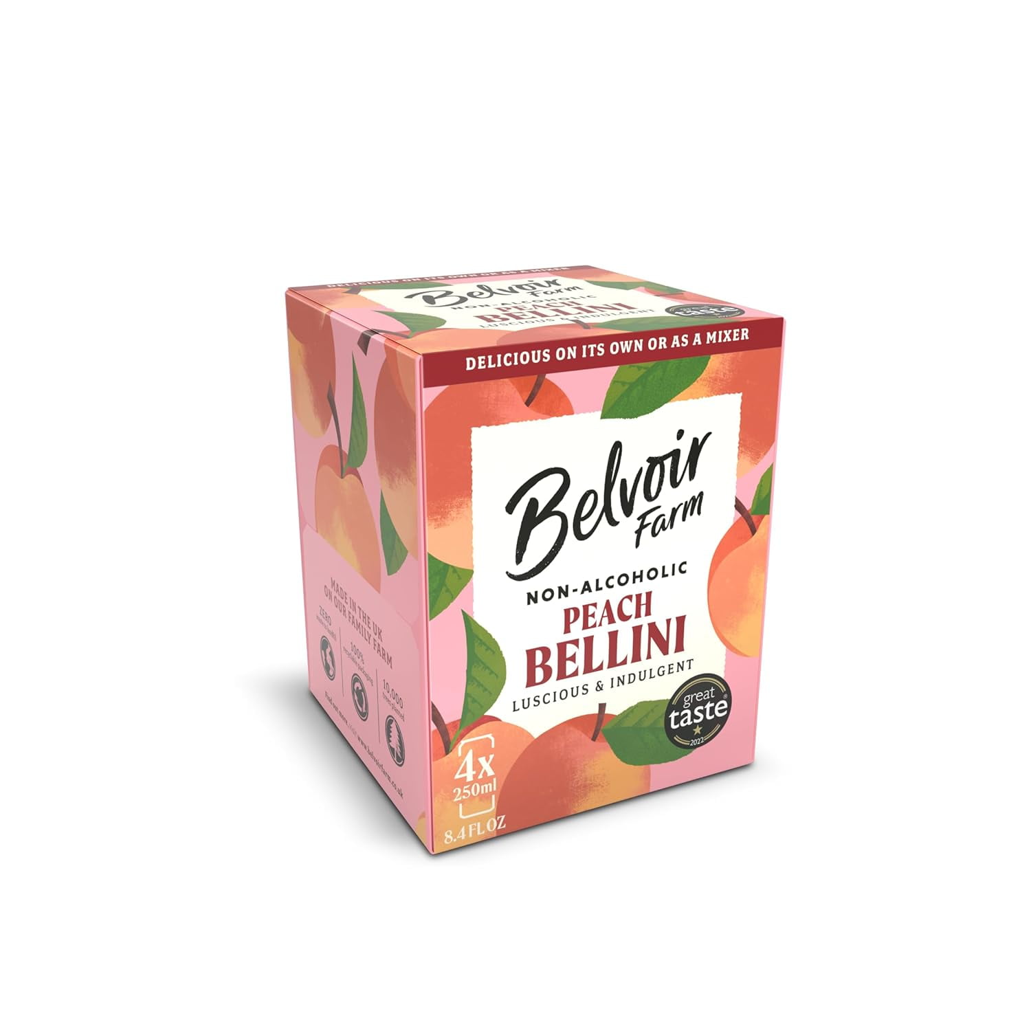 Belvoir Farm Non Alcoholic Peach Bellini 4-Pack of 8.4oz Cans