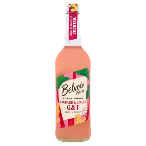 Belvoir Farm Non Alcoholic Rhubarb & Ginger G&T 750ml, British Import (Pack of 2)