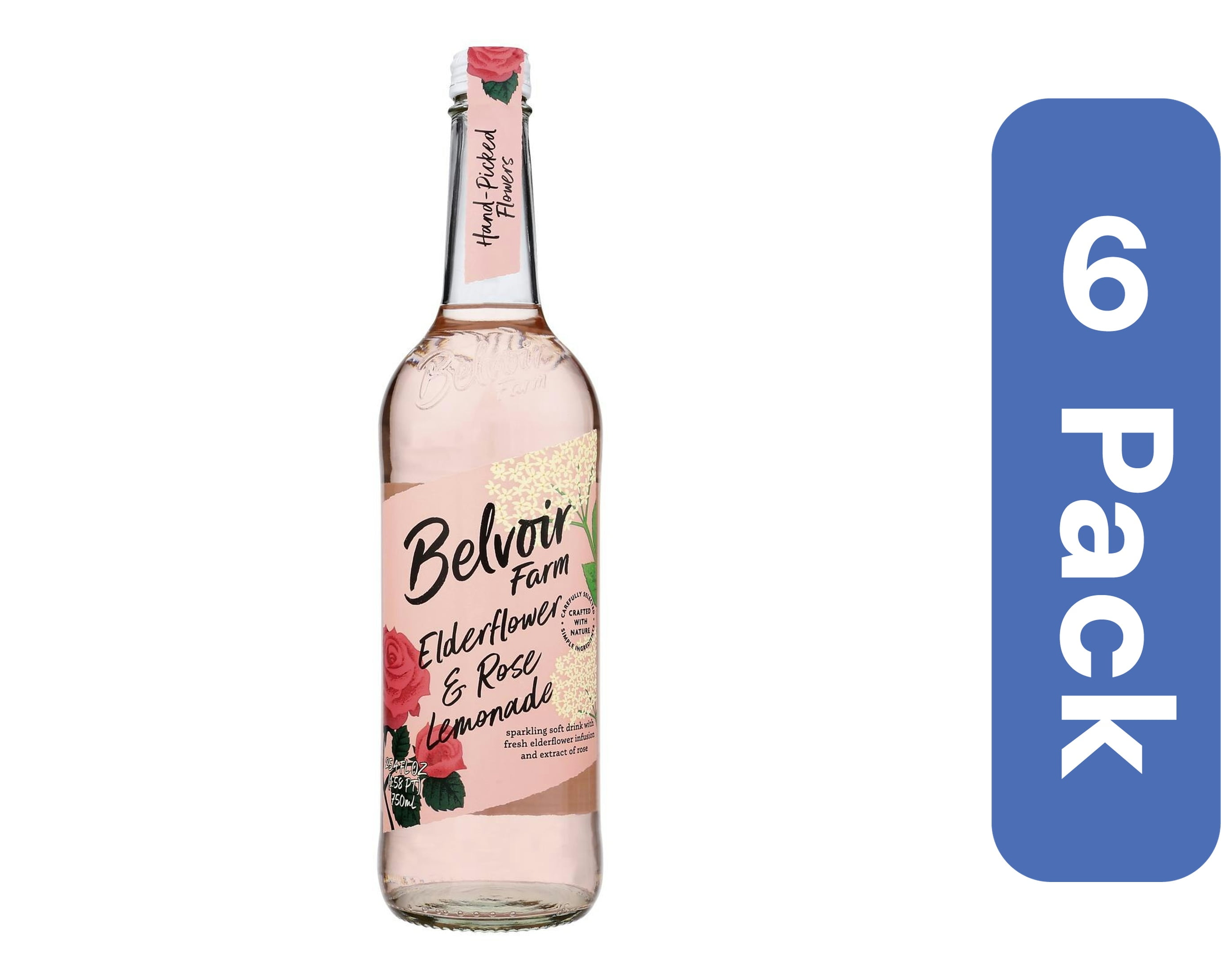 Belvoir Organic Elderflower and Rose Lemonade 25.4 fl oz (Pack of 6)