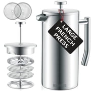 Belwares French Press Coffee Maker 50 oz Stainless Steel Coffee Press, Double Wall French Press with 4-Level Filter