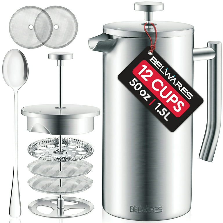 https://i5.walmartimages.com/seo/Belwares-Stainless-Steel-French-Coffee-Press-with-Double-Wall-and-Extra-Filters-50oz_4d406822-9242-493e-adbc-435652b36391.52d200389921aa1bd30fe194abefc2d0.jpeg?odnHeight=768&odnWidth=768&odnBg=FFFFFF