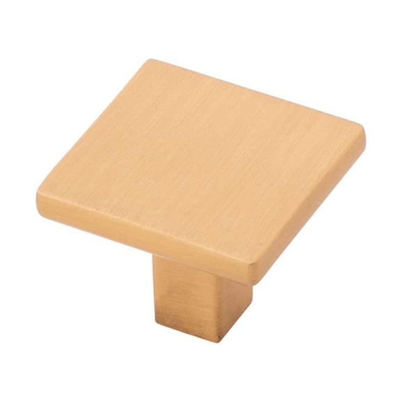 Belwith BWHH075341 BGB 1.25 in. Square Knob for Dresser Drawers, Brushed Gold Brass