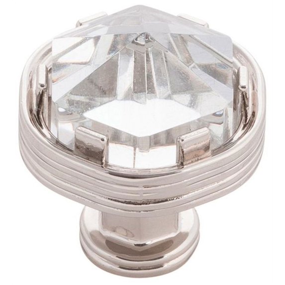 Belwith-Keeler B076304GL-14 1.18 in. Dia. Chrysalis Knob, Polished Nickel with Glass