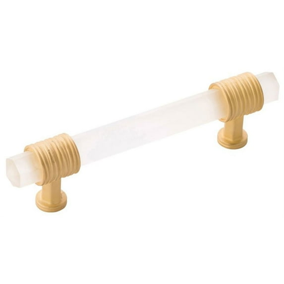 Belwith-Keeler B076306GF-BGB 3.75 in. Chrysalis Pull, Brushed Golden Brass with Frosted Glass