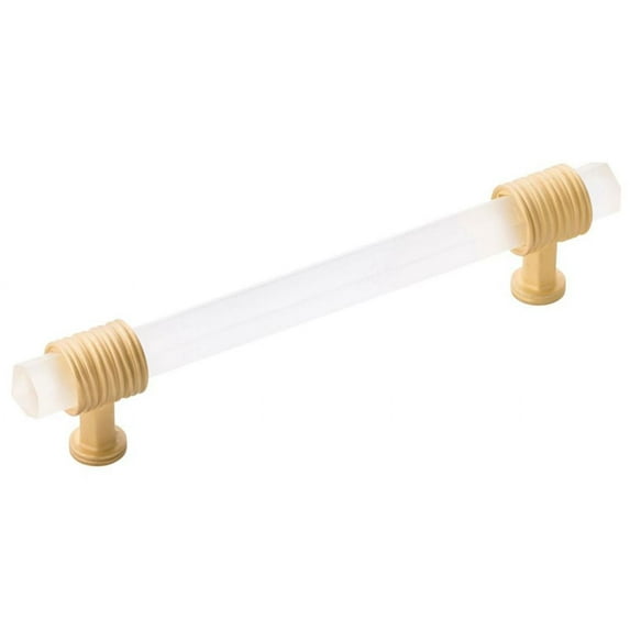 Belwith-Keeler B076307GF-BGB 5.06 in. Chrysalis Pull, Brushed Golden Brass with Frosted Glass