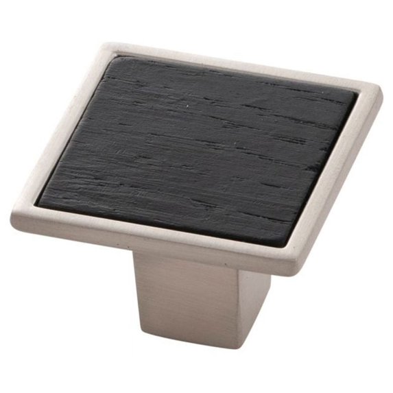 Belwith-Keeler B076617WB-SN 1.43 in. Square Fuse Collection Knob, Satin Nickel with Black Wood