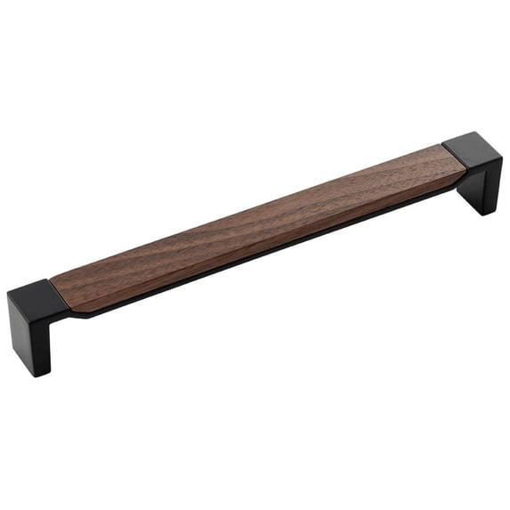 Belwith Keeler B076623WN-MB 8.81 in. Fuse Center to Center Pull - Matte Black with Walnut