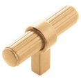 thumbnail image 1 of Belwith Keeler B076886 Sinclaire 2-3/8" Ridged T Bar Cabinet Knob / Drawer Knob - Gold, 1 of 2