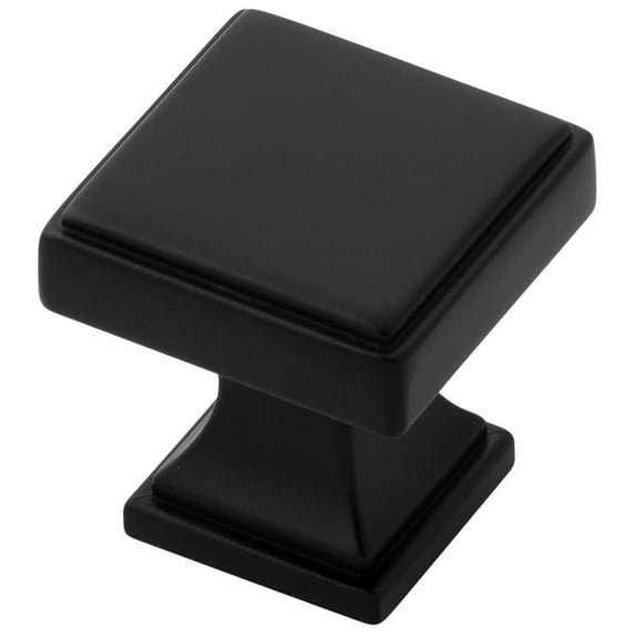 Belwith Keeler B077458-MB 1.12 in. Brownstone Square Knob - Matte Black