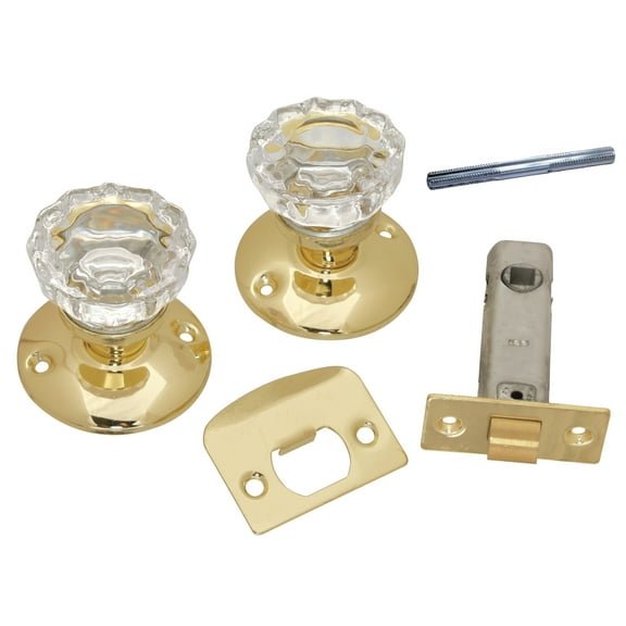 Belwith Products 214588 Passage Door Latch Set, Glass Knobs - Polished Brass