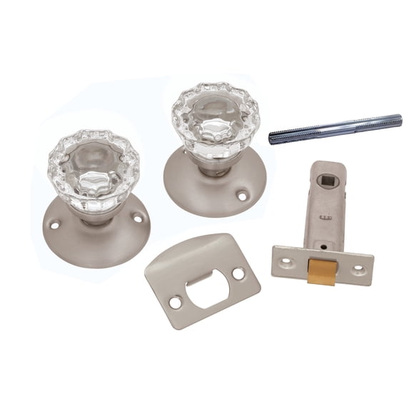 Belwith Products 214589 Passage Door Latch Set, Glass Knobs - Satin Nickel