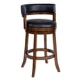 thumbnail image 1 of Bely Swivel Barstool Chair- Black Faux Leather- Cappuccino Brown Wood, 1 of 5