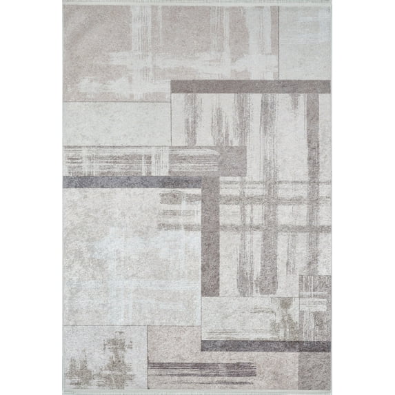 Belzyce Cream Modern Polyester Area Rugs for Living Room Washable Rugs Boho Moroccan Area Rug Soft Geometric Bohemian Carpet Distressed Indoor Rug for Bedroom Dining Room Office Nonslip Rug