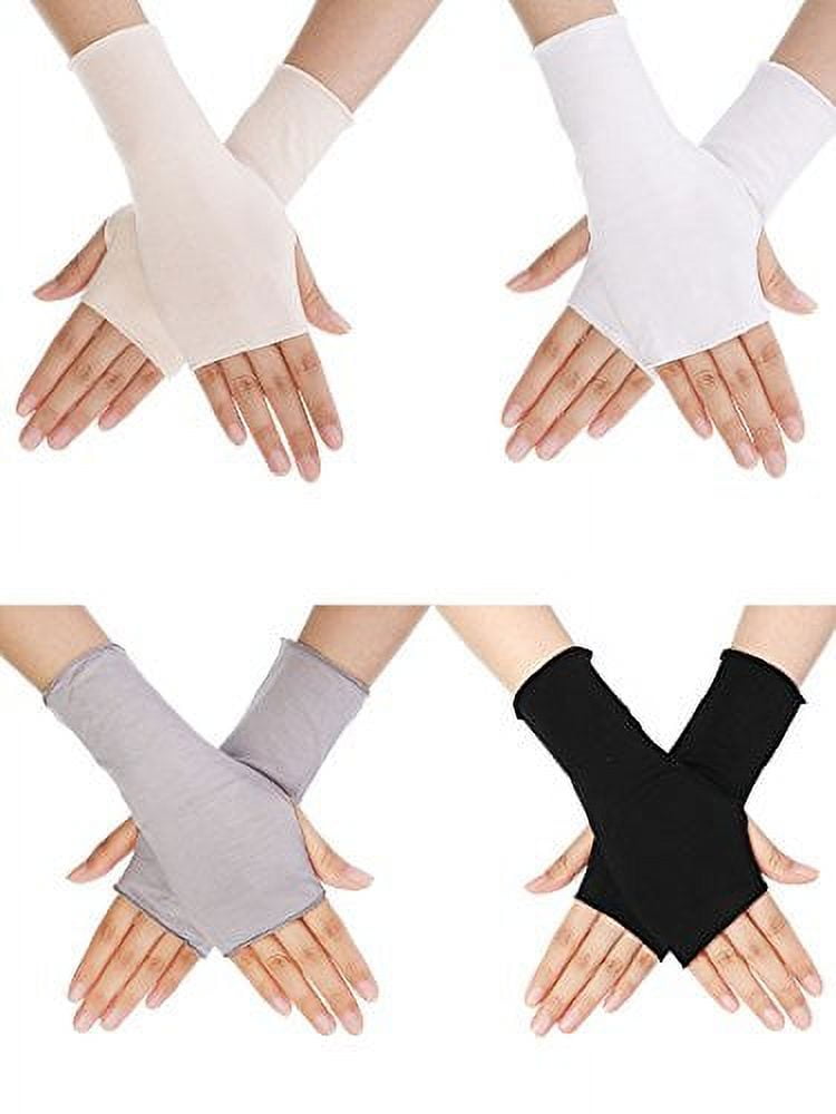 Bememo UV Protection Gloves Wrist Length Sun Block Driving Gloves Unisex  Fingerless Glove (Color Set 1, Wrist Length)