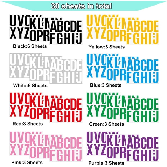 Bemeol 340 Pieces 30 Sheets Large Letter Stickers 4 Inch Alphabet Letter Stickers Self Adhesive Letters Sticker for Bulletin Boards Classroom Home Decor(Colorful)