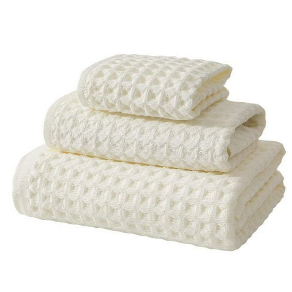 BemeyourBBs 100% Cotton Waffle Bath Towels for Bathroom Soft Waffle Weave Bath Towel Set Oversize Quick Dry Waffle Bath Towel Hand Towel Face Towel 3 PCS Set