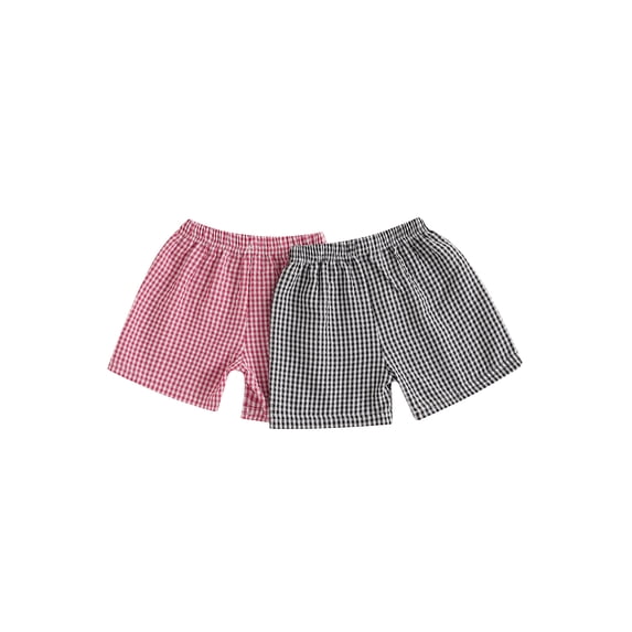 BemeyourBBs 2 Pack Toddler Baby Girl Boy Plaid Gingham Shorts Set Infant Girls Boys Summer Elastic Waist Checkered Loose Fit Shorts Bottoms