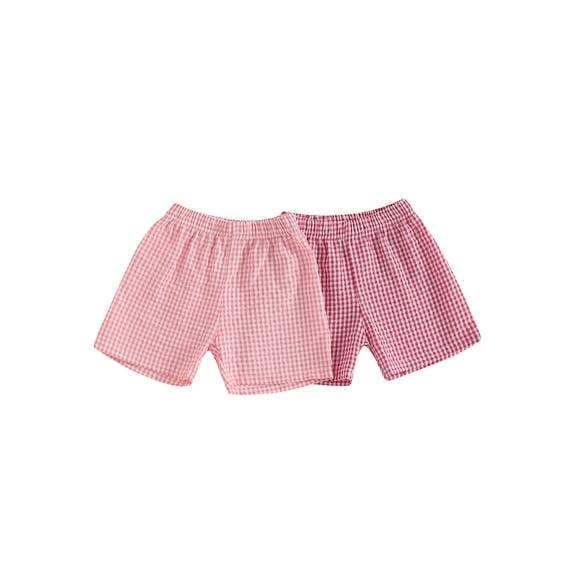 BemeyourBBs 2 Pack Toddler Baby Girl Boy Plaid Gingham Shorts Set Infant Girls Boys Summer Elastic Waist Checkered Loose Fit Shorts Bottoms