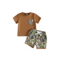 thumbnail image 1 of BemeyourBBs 2Pcs Toddler Baby Boy Hunting Clothes Summer Outfits Short Sleeve T-Shirt Camouflage Pockets Shorts Set Toddler Boys 2 Piece Outfits, 1 of 9