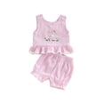 thumbnail image 1 of BemeyourBBs 2Pcs Toddler Baby Girls Summer Clothes Infant Baby Girl Goose Outfits Sleeveless Crew Neck Goose Embroidery Vest Tank Tops and Elastic Waist Bloomer Shorts Set, 1 of 9