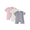 thumbnail image 1 of BemeyourBBs 3 Pack Newborn Baby Boy Girl Summer Clothes Rib Knit Romper Infant Solid Color Crew Neck Short Sleeve Jumpsuit One Piece Outfits, 1 of 9