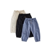 BemeyourBBs 3 Packs Toddler Baby Boys Girls Harem Pants with Pockets Baggy Cargo Pants Barrel Pants Elastic Waist Balloon Long Pants Boho Muslin Basic Bottoms Hippie Baby Clothes
