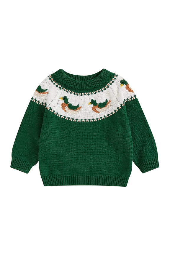 Baby Boy Duck Sweater Animal Pattern Crewneck Long Sleeve Knit Tops