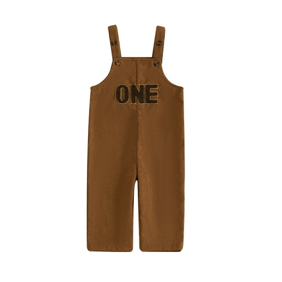 BemeyourBBs Baby Boy First Birthday Outfit 1st Birthday Clothes Corduroy Romper Overalls Letter Embroidery Overall Jumpsuit