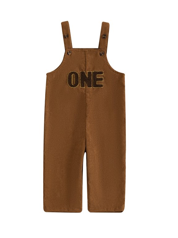 Baby Boy First Birthday Outfit 1st Birthday Clothes Corduroy Romper Overalls Letter Embroidery Overall Jumpsuit