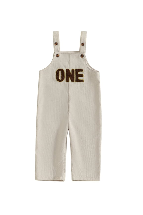 Baby Boy First Birthday Outfit 1st Birthday Clothes Corduroy Romper Overalls Letter Embroidery Overall Jumpsuit