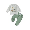 thumbnail image 1 of BemeyourBBs Baby Boy First Birthday Outfit Animal Letters Print Sweatshirt Pants, 1 of 9