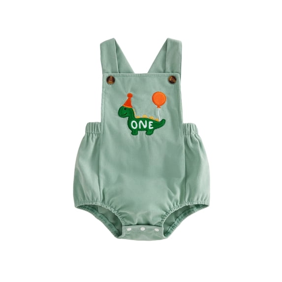 BemeyourBBs Baby Boy First Birthday Romper Overalls Outfit One Years Old 1st Birthday Clothes Sleeveless Square Neck Animal Balloon Embroidery Bodysuit Playsuit