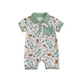thumbnail image 1 of BemeyourBBs Baby Boy Fish Print Romper Half Button Collared Short Sleeve Bodysuit, 1 of 9