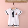 thumbnail image 1 of BemeyourBBs Baby Boy Girl Sailor Outfit Short Sleeve Striped Marine Navy Romper Bodysuit Jumpsuit Summer Party Casual Clothes, 1 of 7