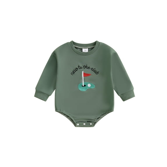 BemeyourBBs Baby Boy Golf Court Embroidery Jumpsuit Long Sleeve Round Neck Romper