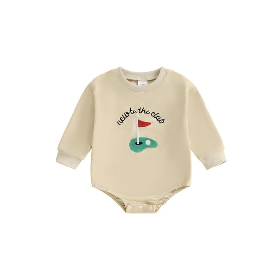 BemeyourBBs Baby Boy Golf Court Embroidery Jumpsuit Long Sleeve Round Neck Romper