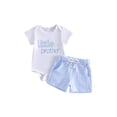 thumbnail image 1 of BemeyourBBs Baby Boy Little Brother Big Brother Matching Outfit Matching Brothers Outfits Newborn Baby Boys Summer Clothes Short Sleeve Letter Embroidery Romper and Pockets Striped Shorts Set, 1 of 9