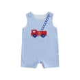 thumbnail image 1 of BemeyourBBs Baby Boy Summer Overalls Fire Engine Embroidery Round Neck Jumpsuit, 1 of 9