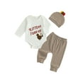 thumbnail image 1 of BemeyourBBs Baby Boy Thanksgiving Outfit Turkey Romper Pants and Hat 3 Pcs Set, 1 of 9