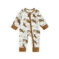 thumbnail image 1 of BemeyourBBs Baby Boy Western Cowboy Outfits Newborn Boys Romper Cactus Horse Print Long Sleeve Zip-up Jumpsuit Casual Infant Clothes, 1 of 9