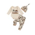 thumbnail image 1 of BemeyourBBs Baby Boys 3Pcs Western Outfits Long Sleeve Romper with Pants Hat Set, 1 of 9