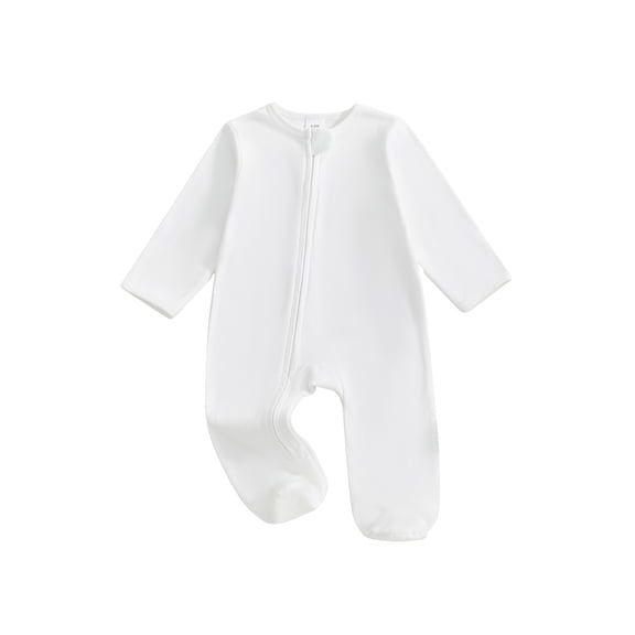 BemeyourBBs Baby Christmas Footie Romper Zip Front Embroidered Infant Jumpsuit