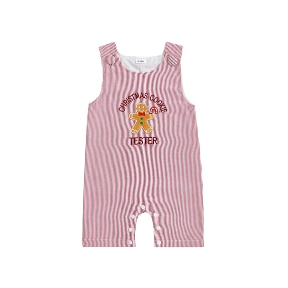 BemeyourBBs Baby Christmas Striped Overall Romper Santa Sleeveless Bodysuit
