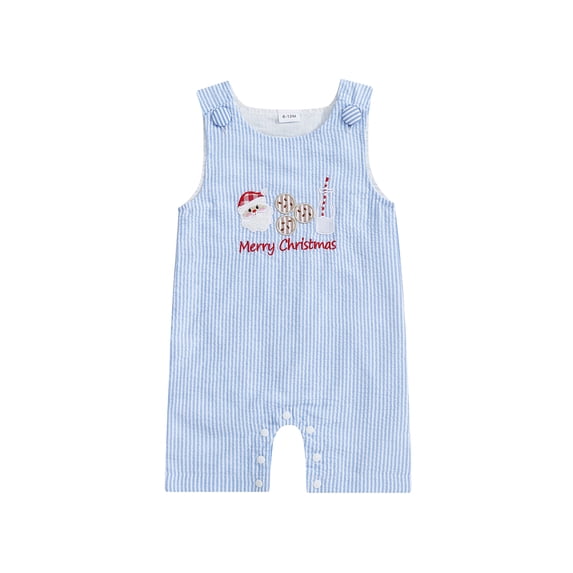 BemeyourBBs Baby Christmas Striped Overall Romper Santa Sleeveless Bodysuit